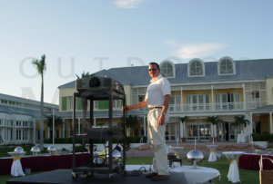 crew member with projector