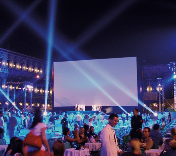 Outdoor movie event in Milan, Italy