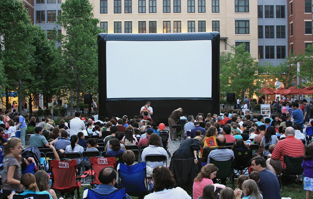 Screening of outdoor movie at Rockville Town Center (Maryland)