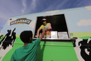 ben and jerry's sells cold ice cream at the comcast outdoor film festival