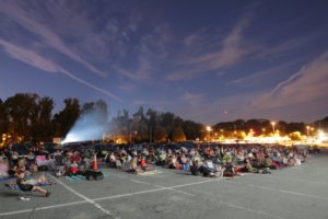 outside seating at the comcast outdoor film festival