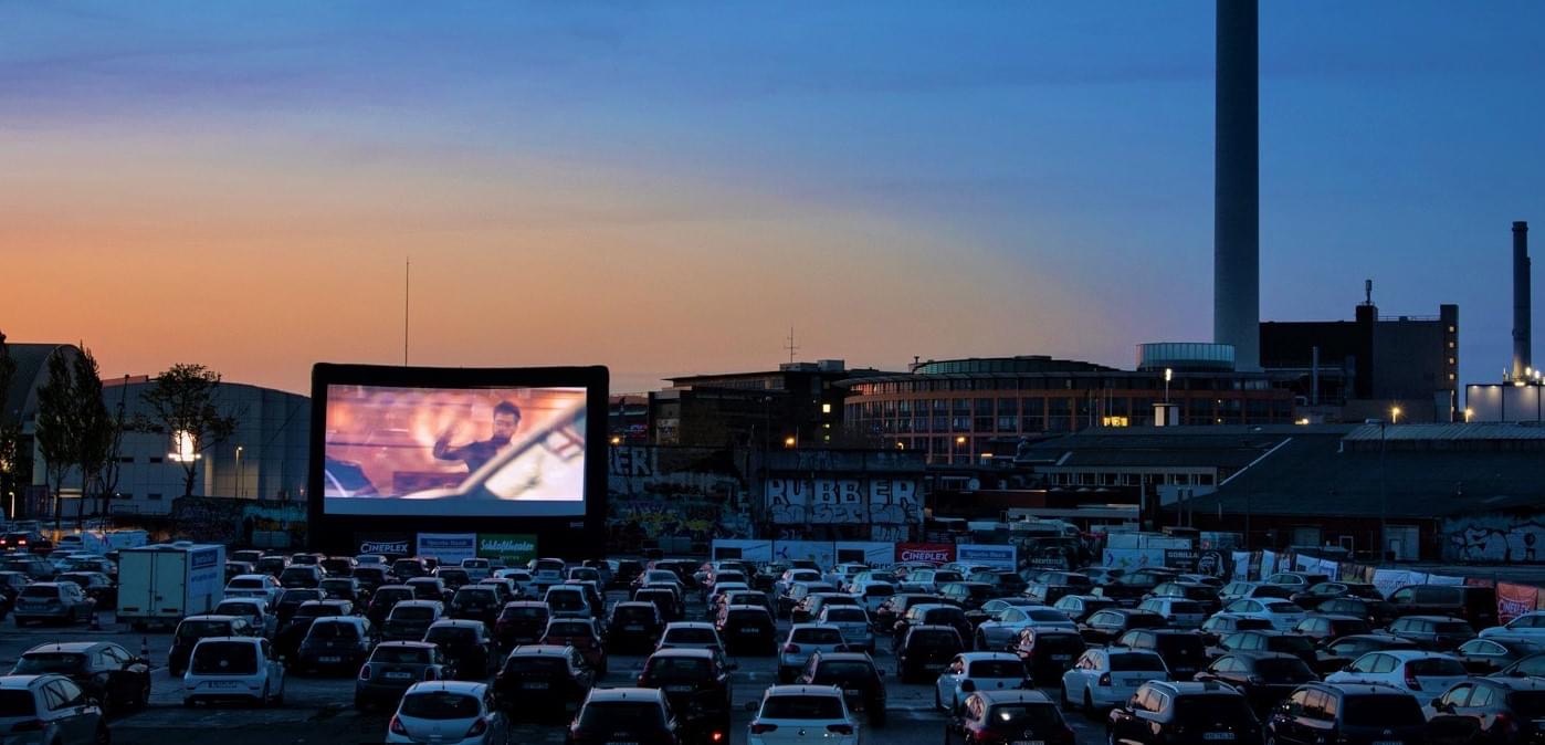 AIRSCREEN Drive-In Movie Screen at Sunset